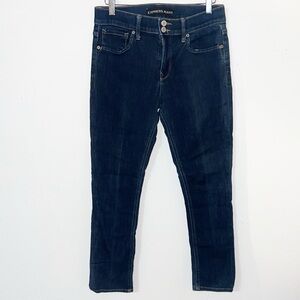 Express MidRise dark wash double button cropped legging jeans